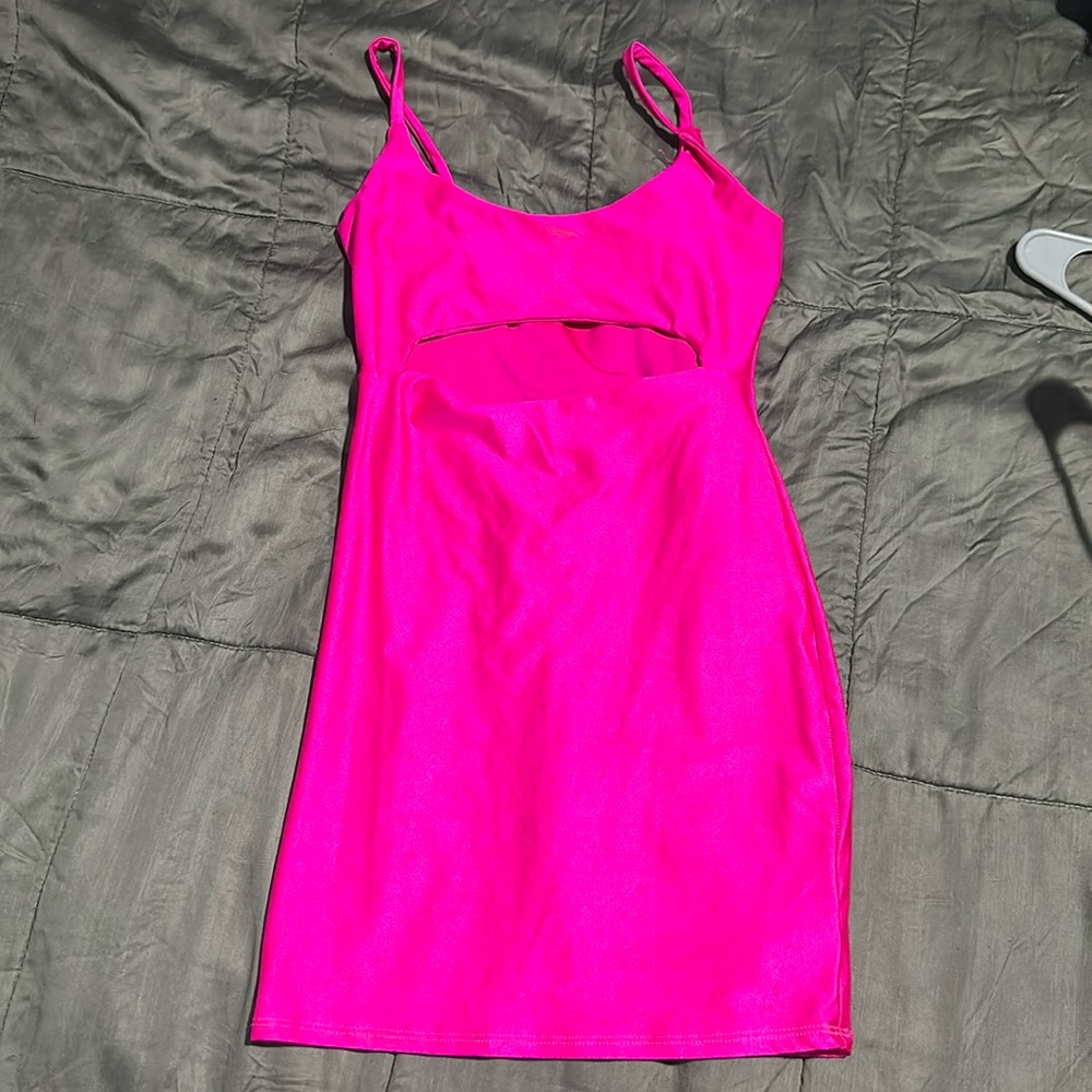 Hot pink mini dress